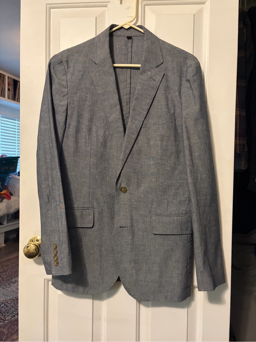 J. Crew Light Blue/Gray Linen-Blend Suit